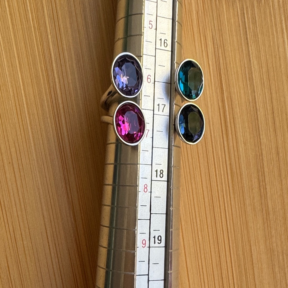 Ring with Purple and Blue Stones - Quadrant style